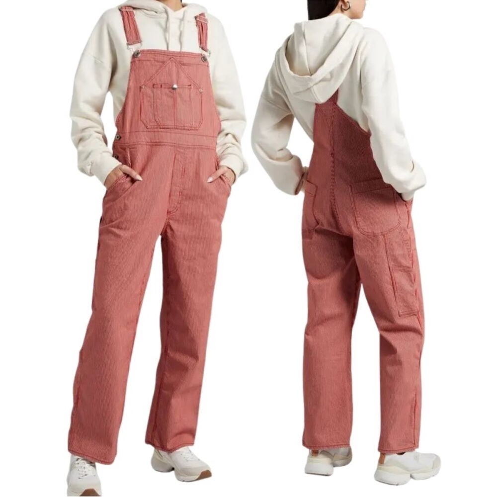 NWT Rag & Bone Red & White Striped Workwear Overalls - Size Small